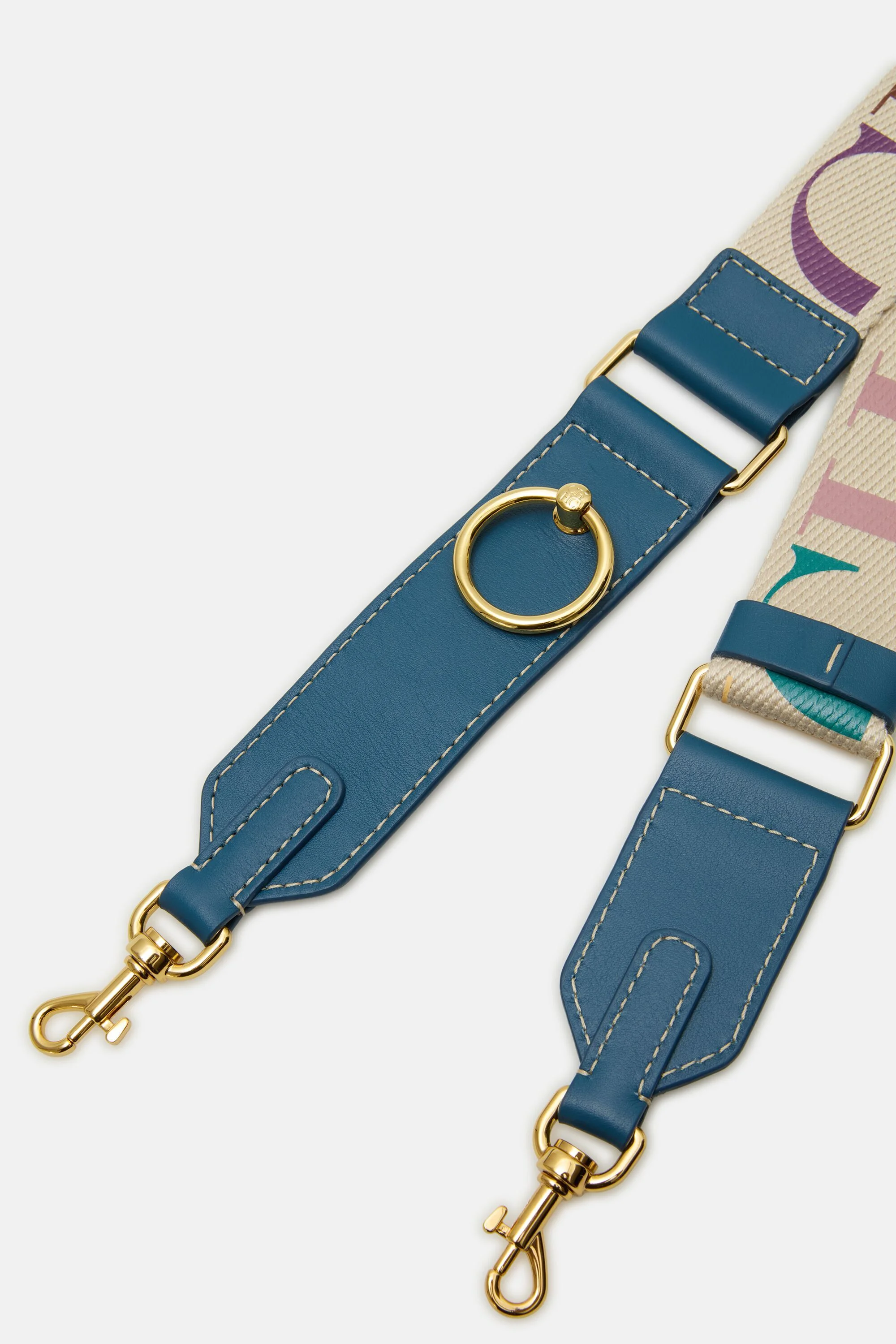 Adjustable Leather and Grosgrain Crossbody Strap