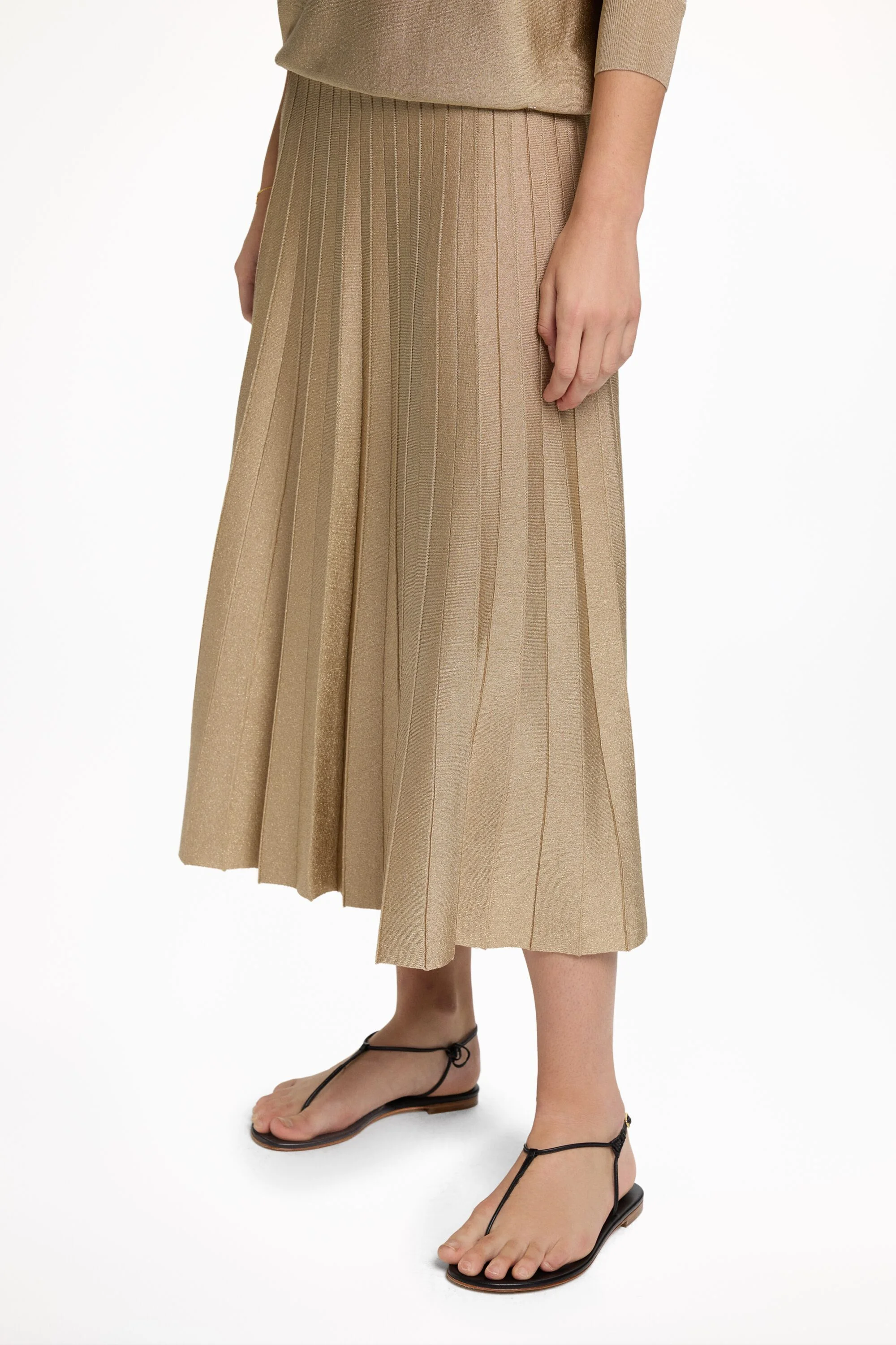 Lurex Knit Pleated Skirt