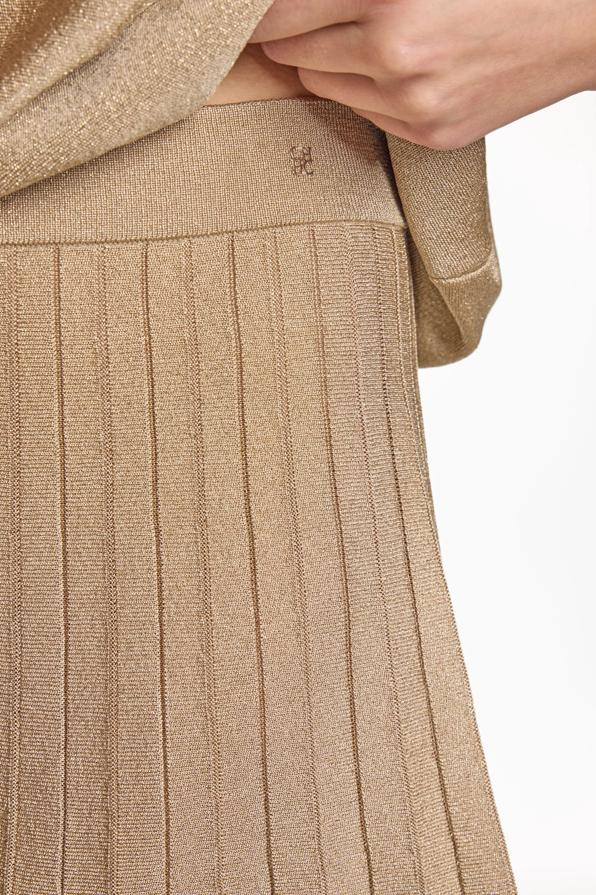 Lurex Knit Pleated Skirt