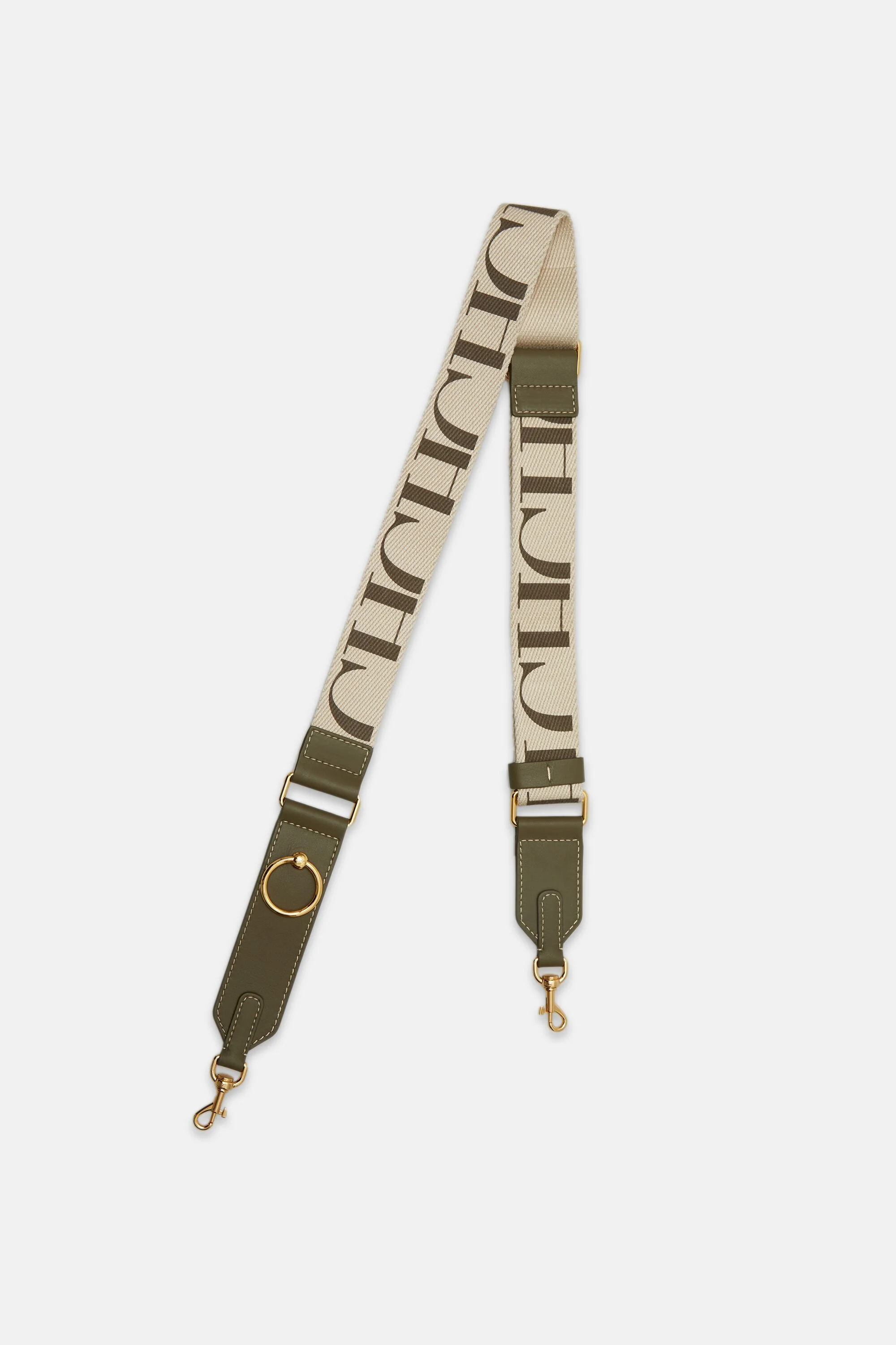 Adjustable leather and grosgain cross body strap