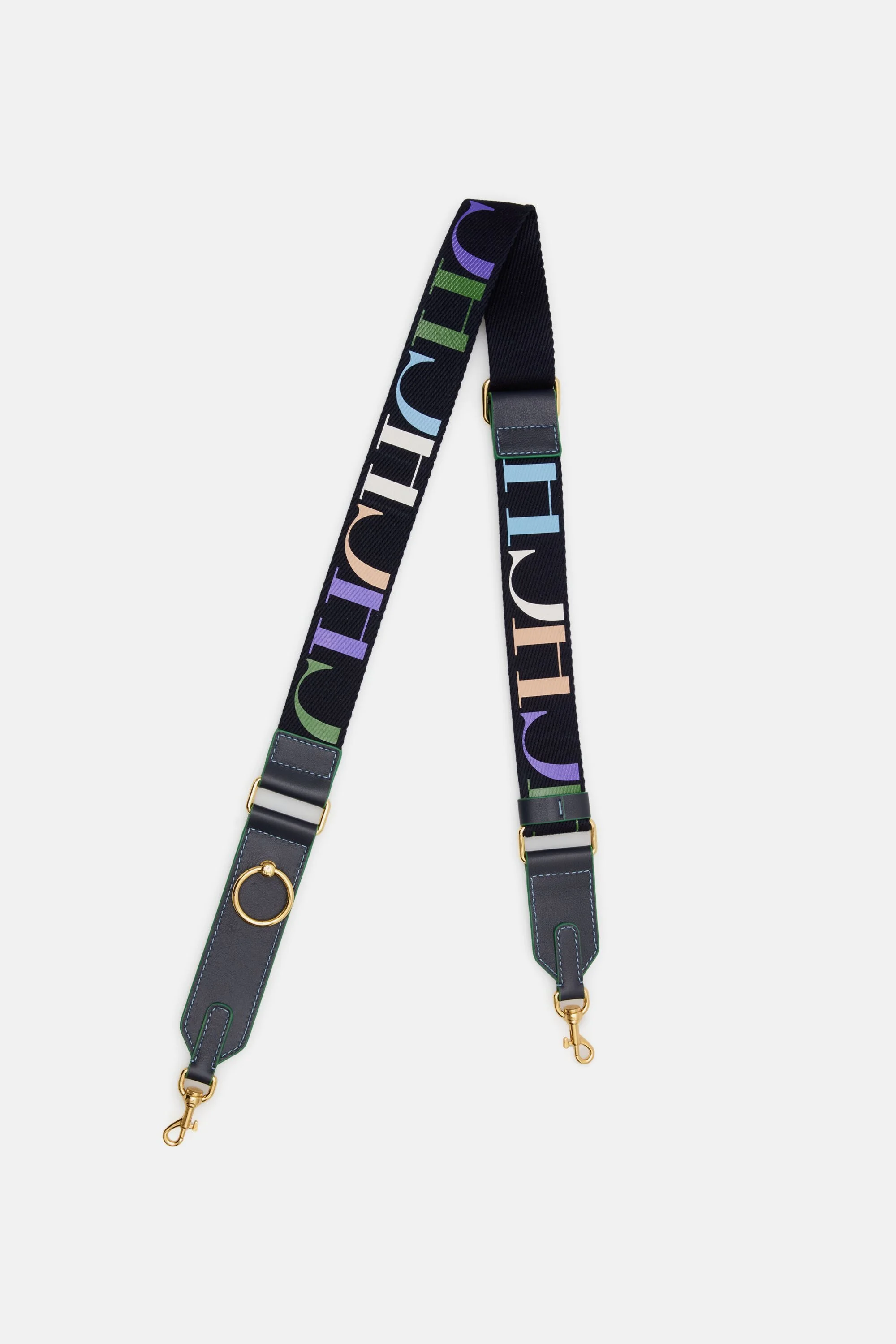 Adjustable Leather and Grosgrain Crossbody Strap