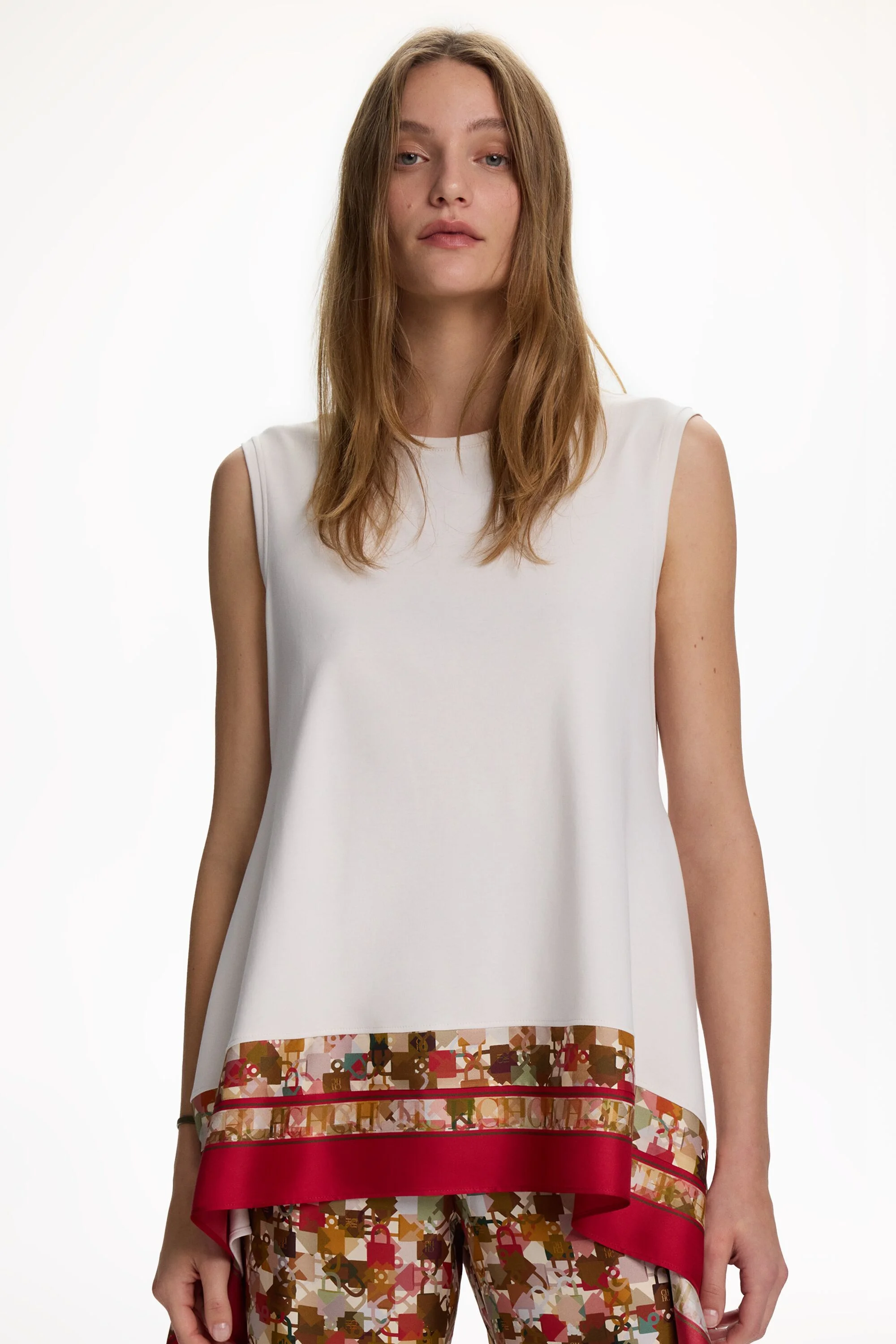 A-Line T-Shirt with Locked Print Twill