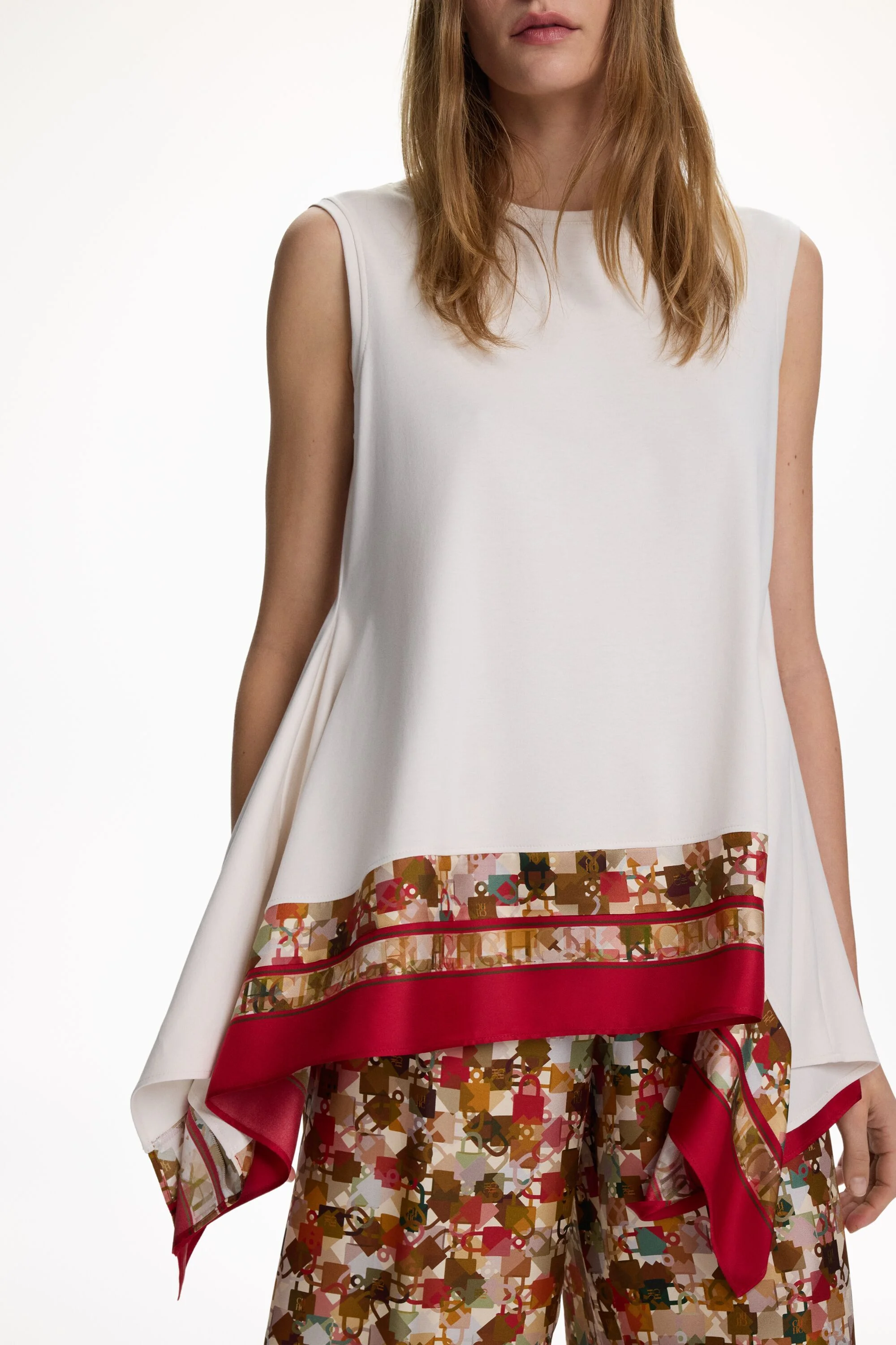 A-Line T-Shirt with Locked Print Twill